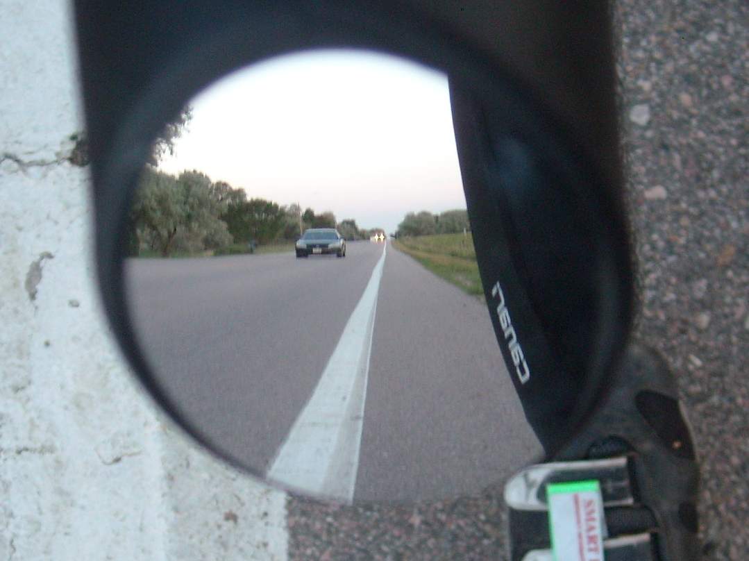 View using bike helmet rear view mirror