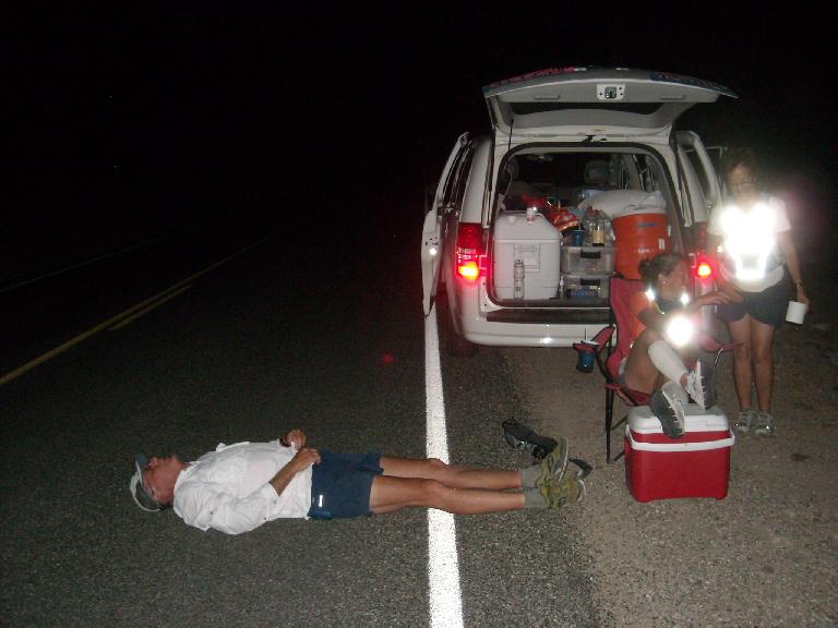Taking a breather on the last stretch to Badwater. (July 17, 2011) Taking a breather on the last stretch to Badwater. (July 17, 2011)
