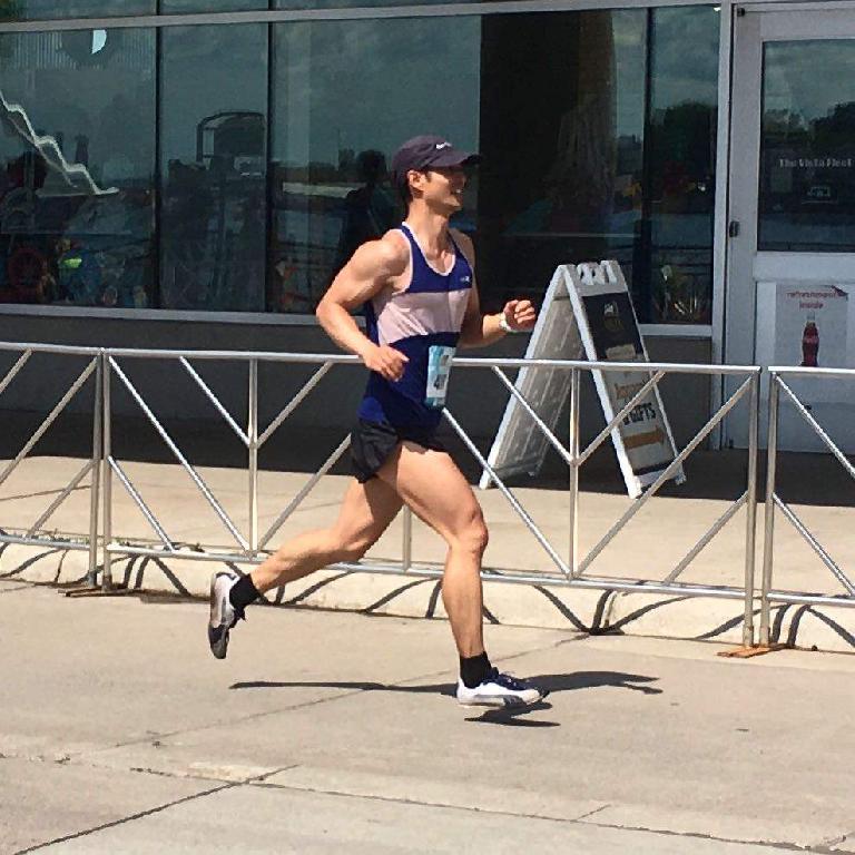 Felix Wong in the final mile of the 2017 Grandma's Marathon in Duluth, MN. Photo: Dan Yuan. Felix Wong in the final mile of the 2017 Grandma's Marathon in Duluth, MN.