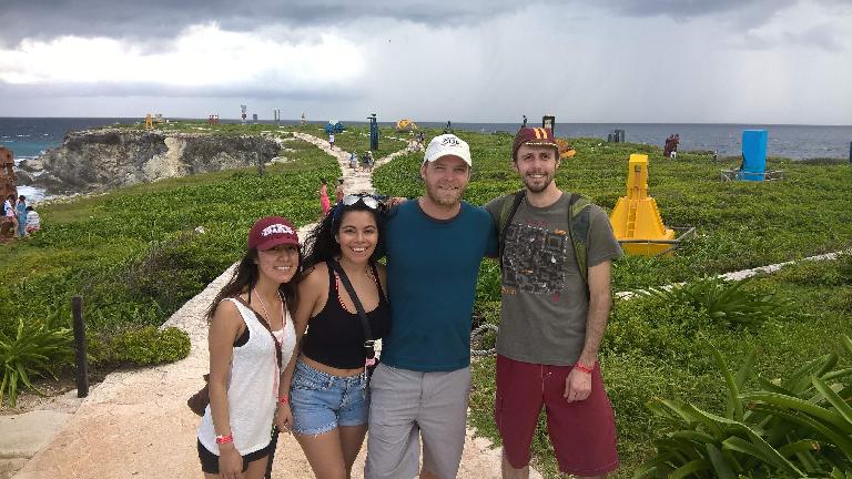 Yesenia, Carolina, Julian, and Alberto in front of the Mayan Ruins in Isla Mujeres.