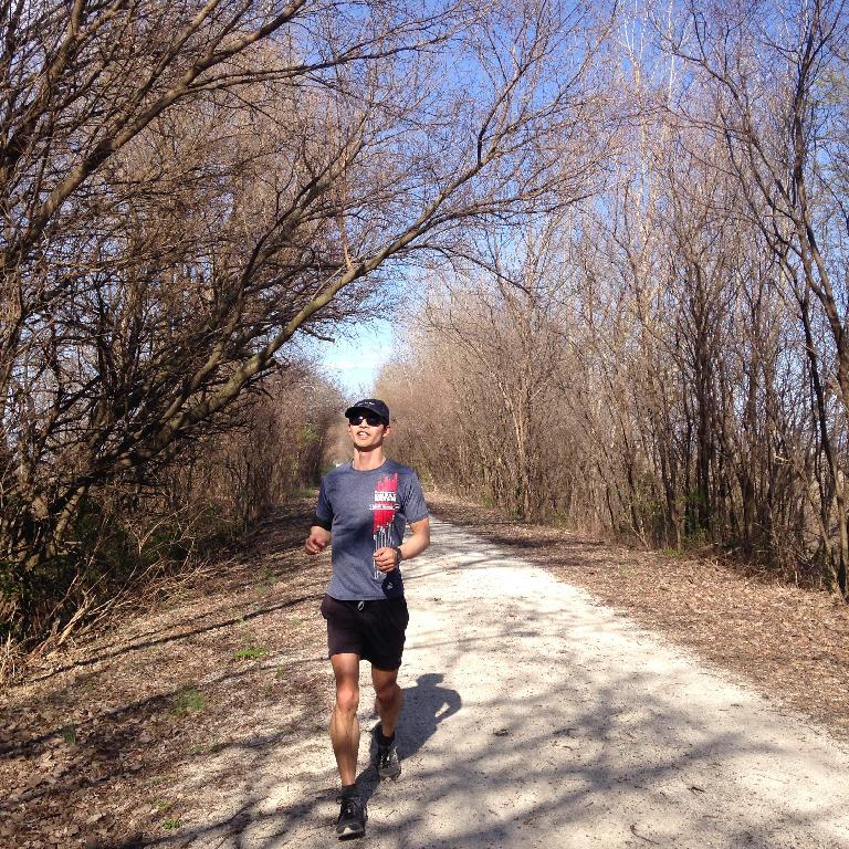 Felix Wong running on the Katy Trail northeast of St. Charles in late March 2016, before the trees had bloomed. (March 26, 2016) Felix Wong running on the Katy Trail northeast of St. Charles in late March 2016, before the trees had bloomed. (March 26, 2016)