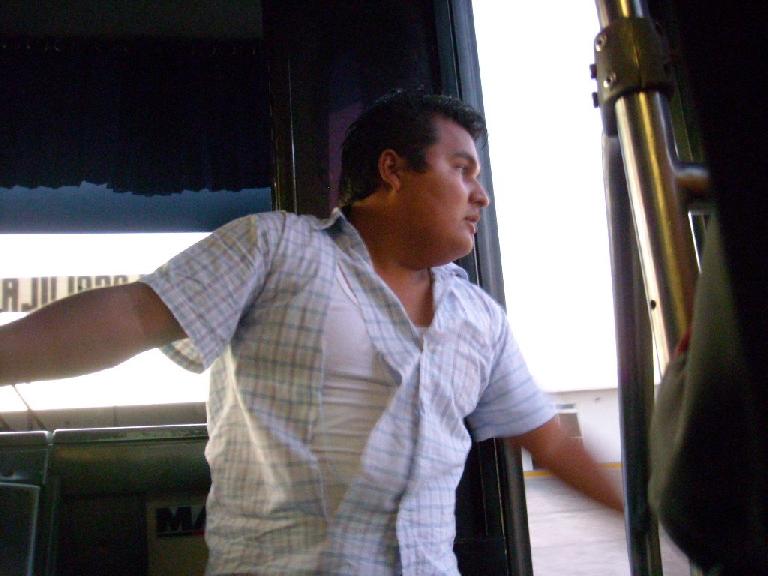 On our bus from Mitla to Oaxaca, a fight broke up and the driver's assistant ended up with a torn shirt trying to break up the fight! On our bus from Mitla to Oaxaca, a fight broke up and the driver's assistant ended up with a torn shirt trying to break up the fight!