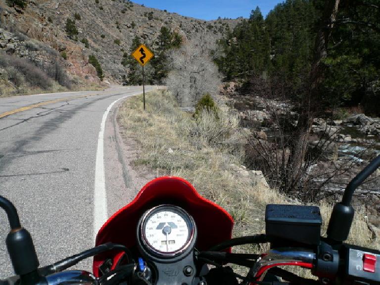There were sweeping curves galore in the Poudre Canyon and virtually no traffic. An excellent ride! There were sweeping curves galore in the Poudre Canyon and virtually no traffic. An excellent ride!