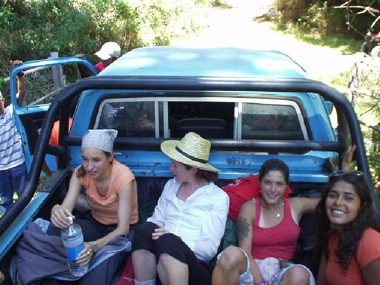 By riding in a truck, we managed not to have to hike up 4 of those kilometers. By riding in a truck, we managed not to have to hike up 4 of those kilometers.
