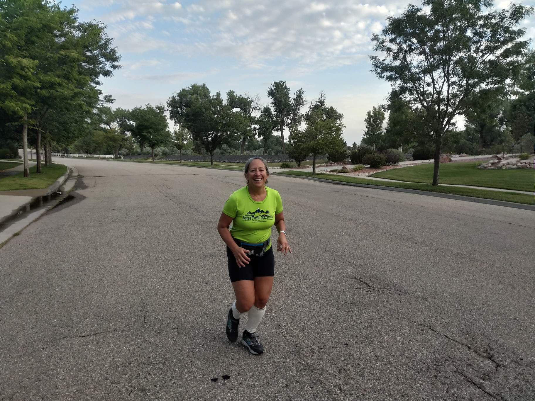 Alene Nitzky running in the Do-It-Yourself 50 Miles (DIY 50 Miles) in the Hearthfire neighborhood of Fort Collins.