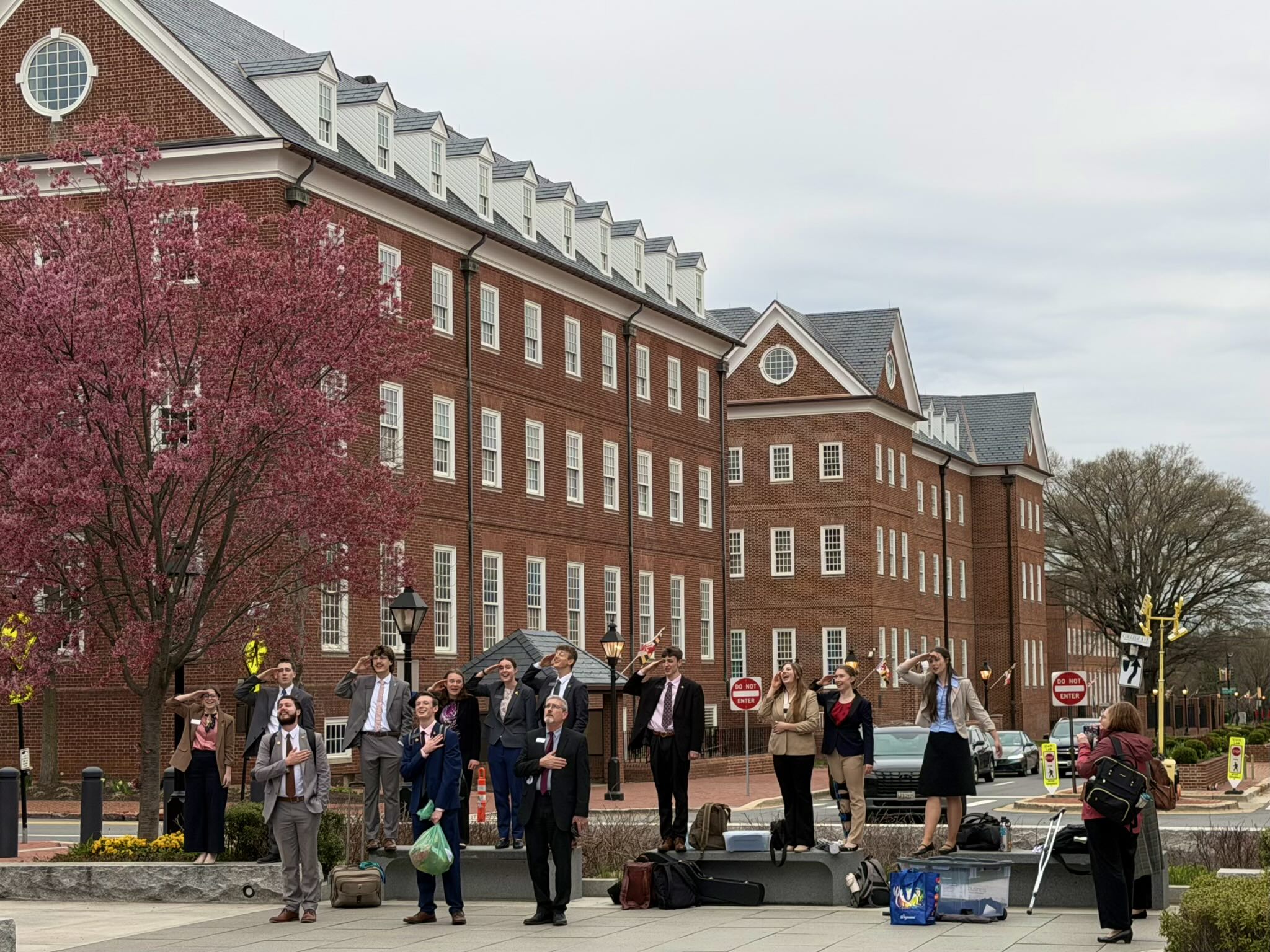 A group was singing a song about the Pledge of Allegiance in front of the Maryland State House when I got there.