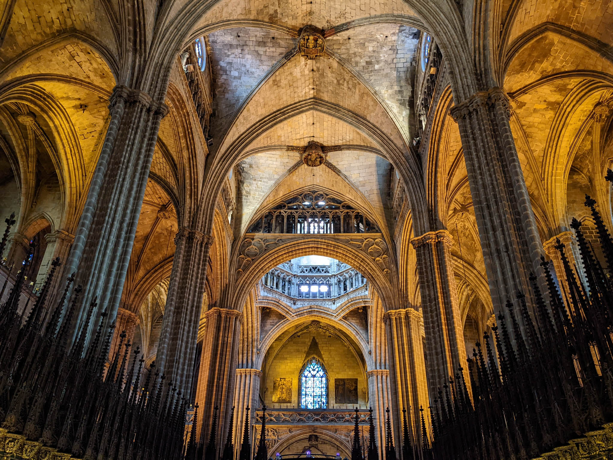 Inside the magnificent Cathedral of Barcelona.