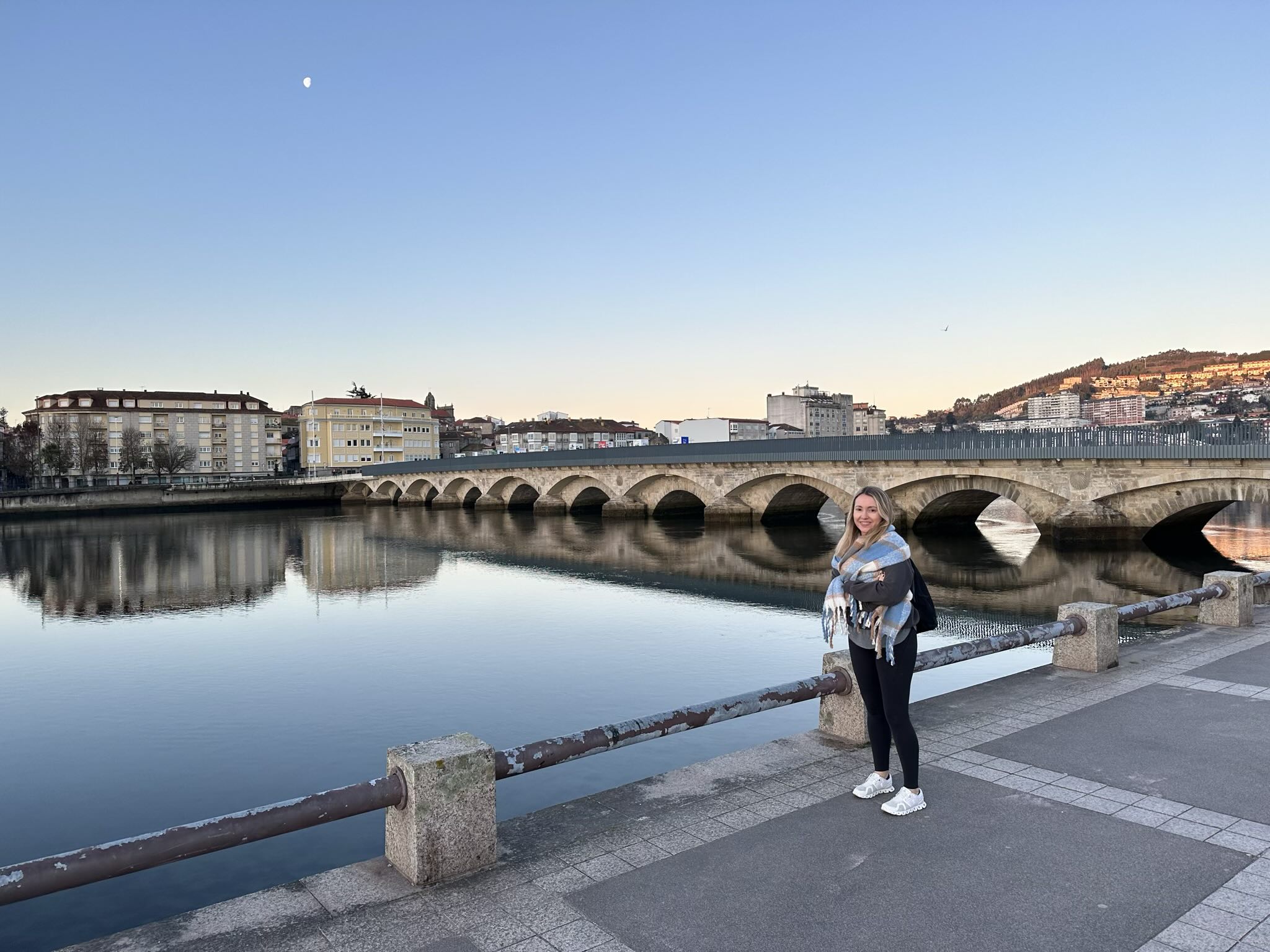 We started our camino in Pontevedra not far from the Burgos Bridge pictured here. Andrea was using a blanket because it was chilly (2C) at this hour.