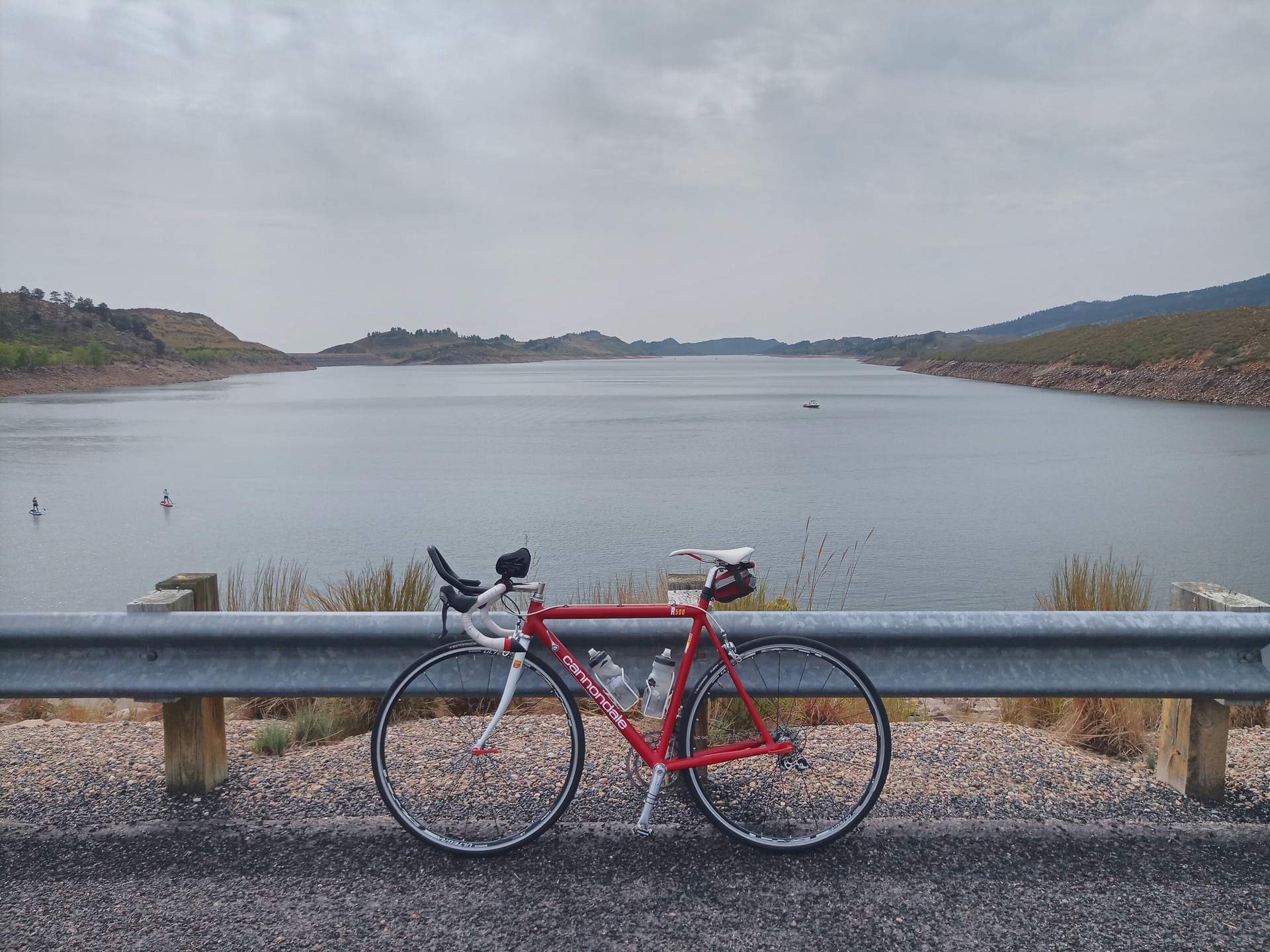 red Cannondale 3.0 road bike at Horsetooth Reservoir