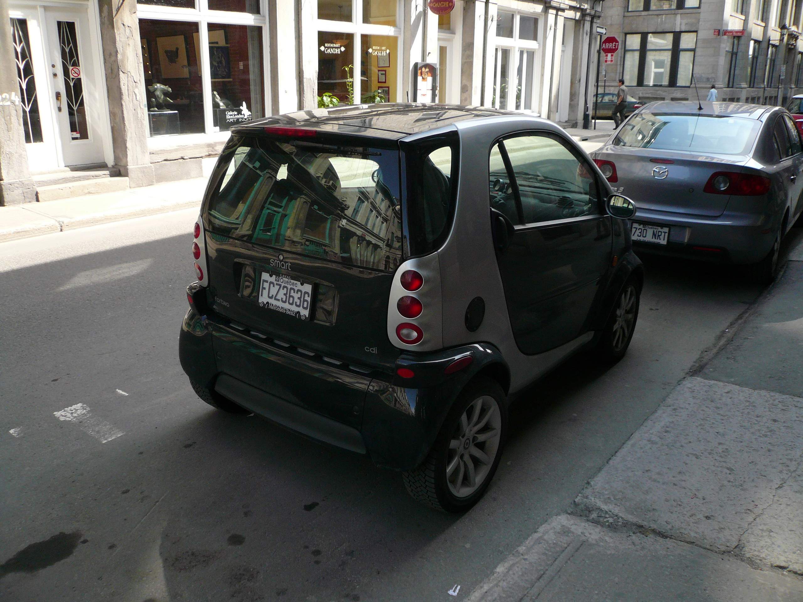 In Montreal, there are a lot of Smart cars  which indeed are a "smart" choice for cities with limited parking.