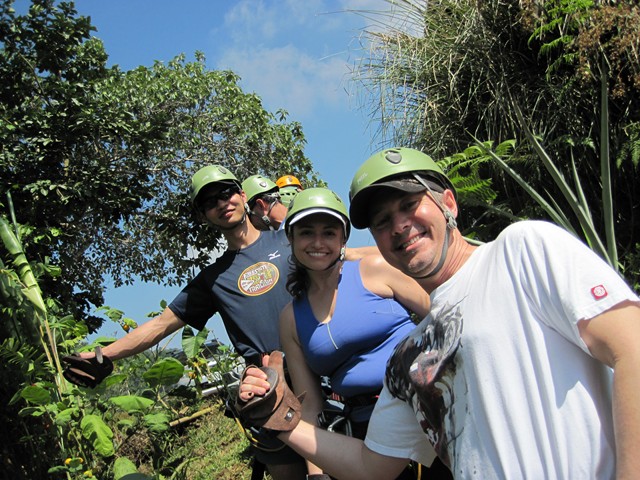 Felix, Brad (behind), Raquel and Rick at zip-lining.