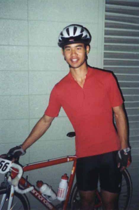 Felix Wong, red cycling jersey