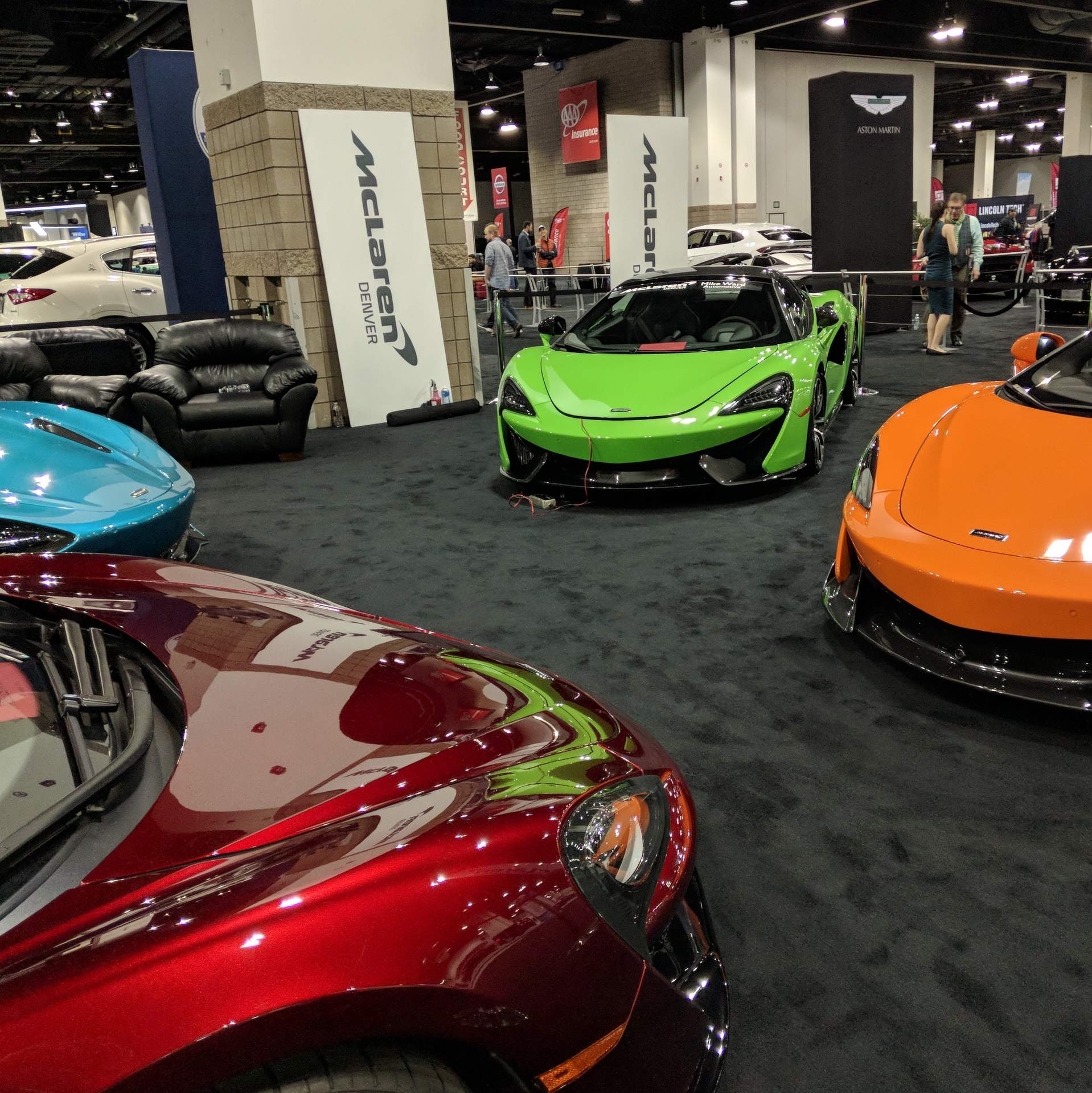 Red, blue, green, and orange McLarens.