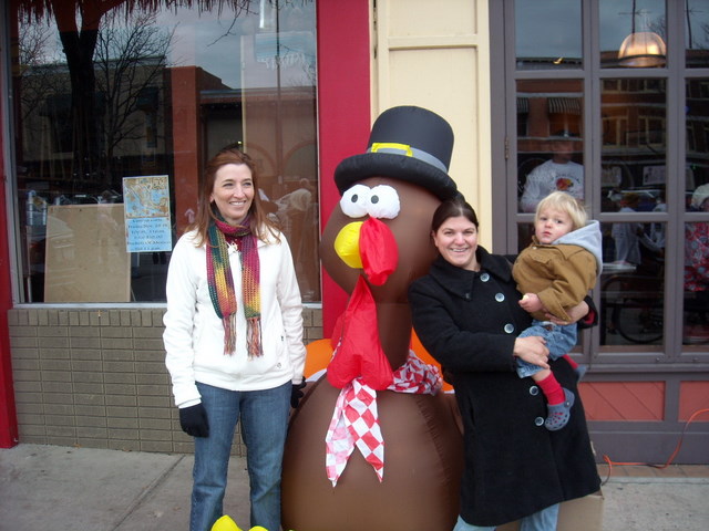 Tori, and blow-up turkey, Dana, and Alistair.