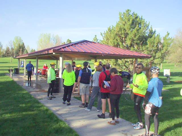 Lining up to register for the Fort Collins Cycling Club's annual Spring Warm-Up Ride.