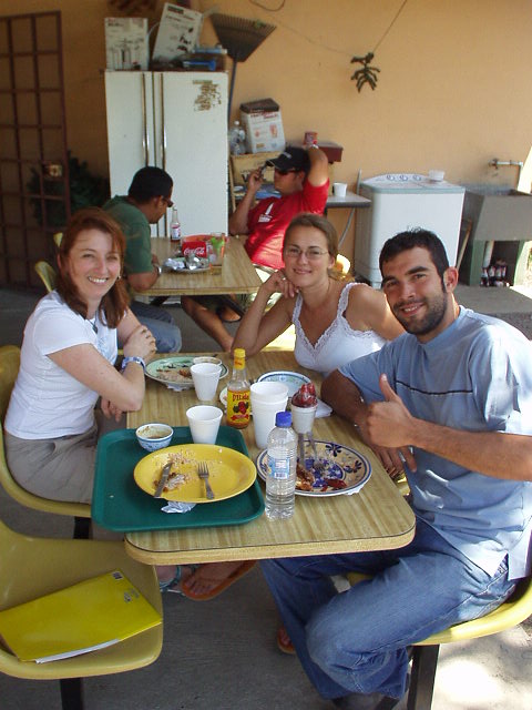 Nelvis Coffee was a favorite authentic Panamanian lunch stop for us, as it was close by and cheap.  Shown here is Tori, Anna, and Carlos.