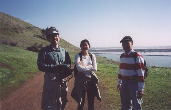 [Feb.  2002] Adrian, Evelyn, and someone else (sorry) at Coyote Hills on SuperBowl Sunday.