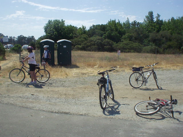[Mile 47, 11:00 a.m.] The Tank takes a breather at the rest stop.