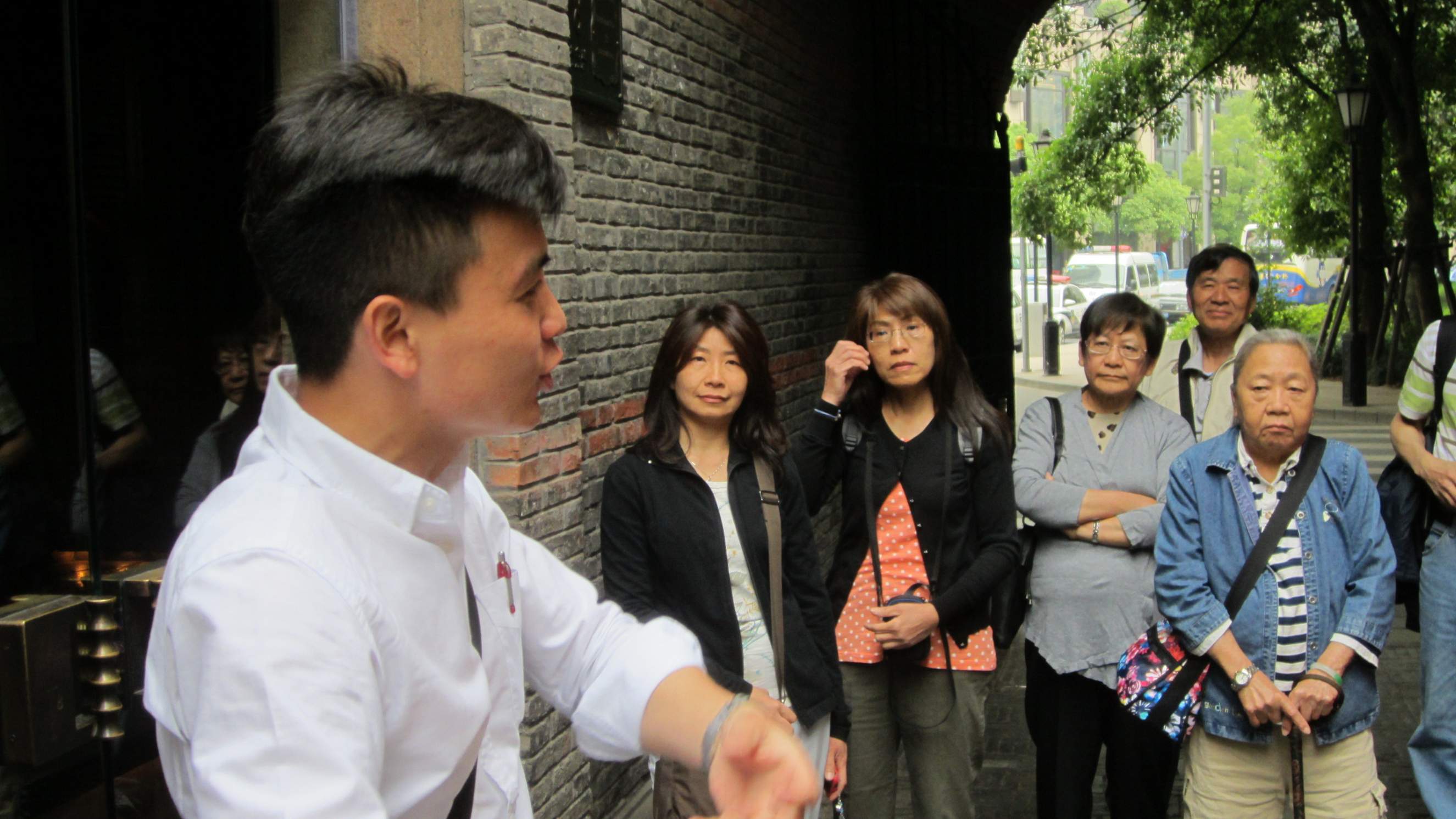 Our tour guide in an area near Nanjing Road in Shanghai.