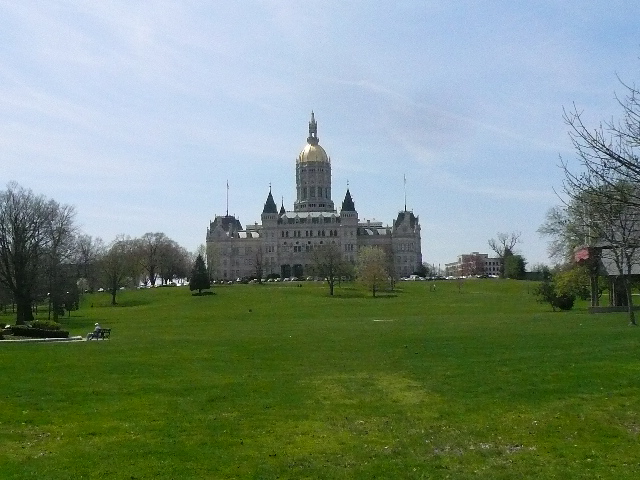 The state capital on top of Bushnell Park.