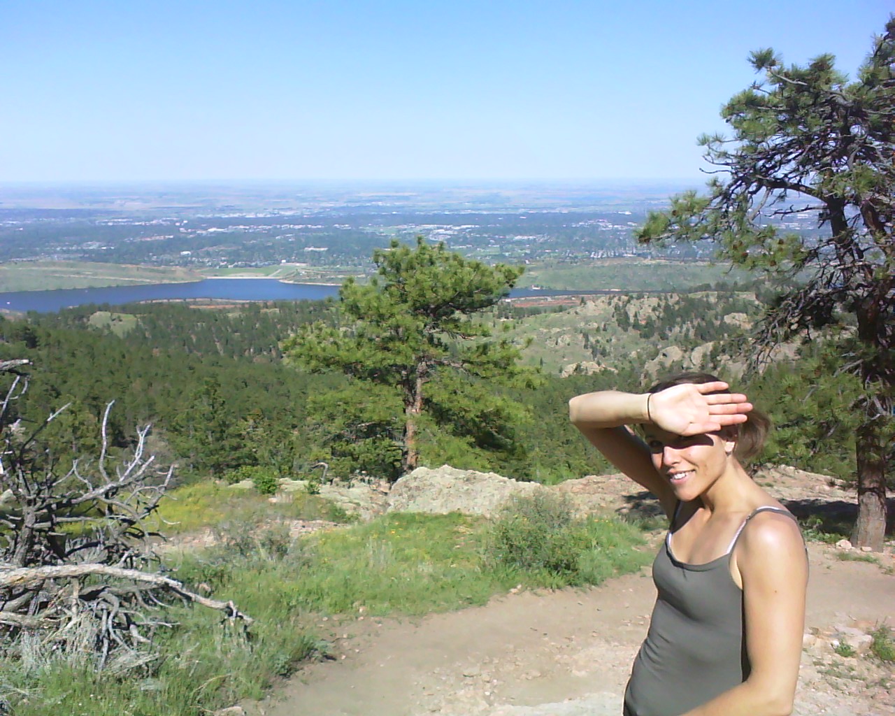Leah with the Horsetooth Reservoir and Fort Collins in the background.