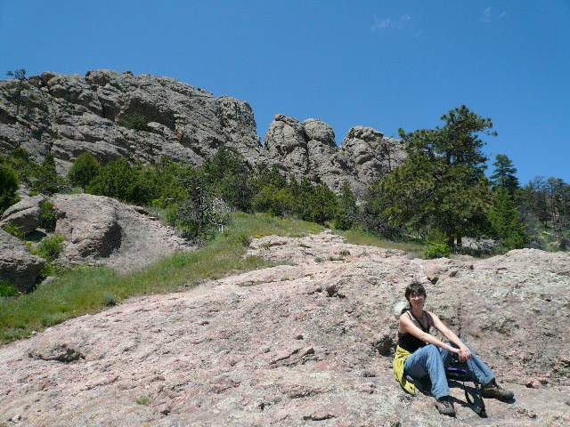 Sarah below the Horsetooth Rock, an icon of Fort Collins.