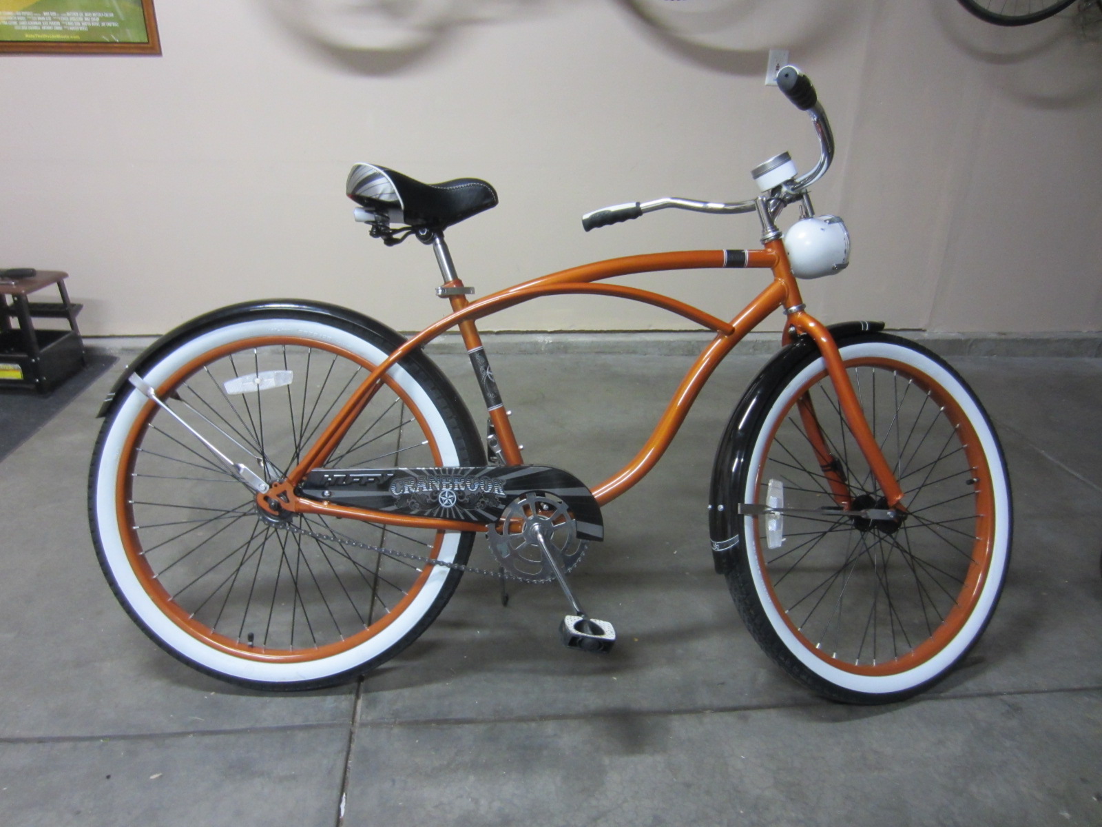 orange huffy beach cruiser