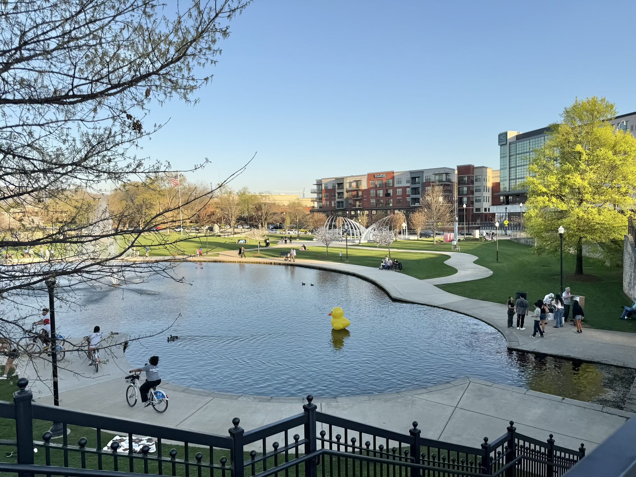 Lots of people were outside enjoying the beautiful evening in Big Spring Park, Huntsville.