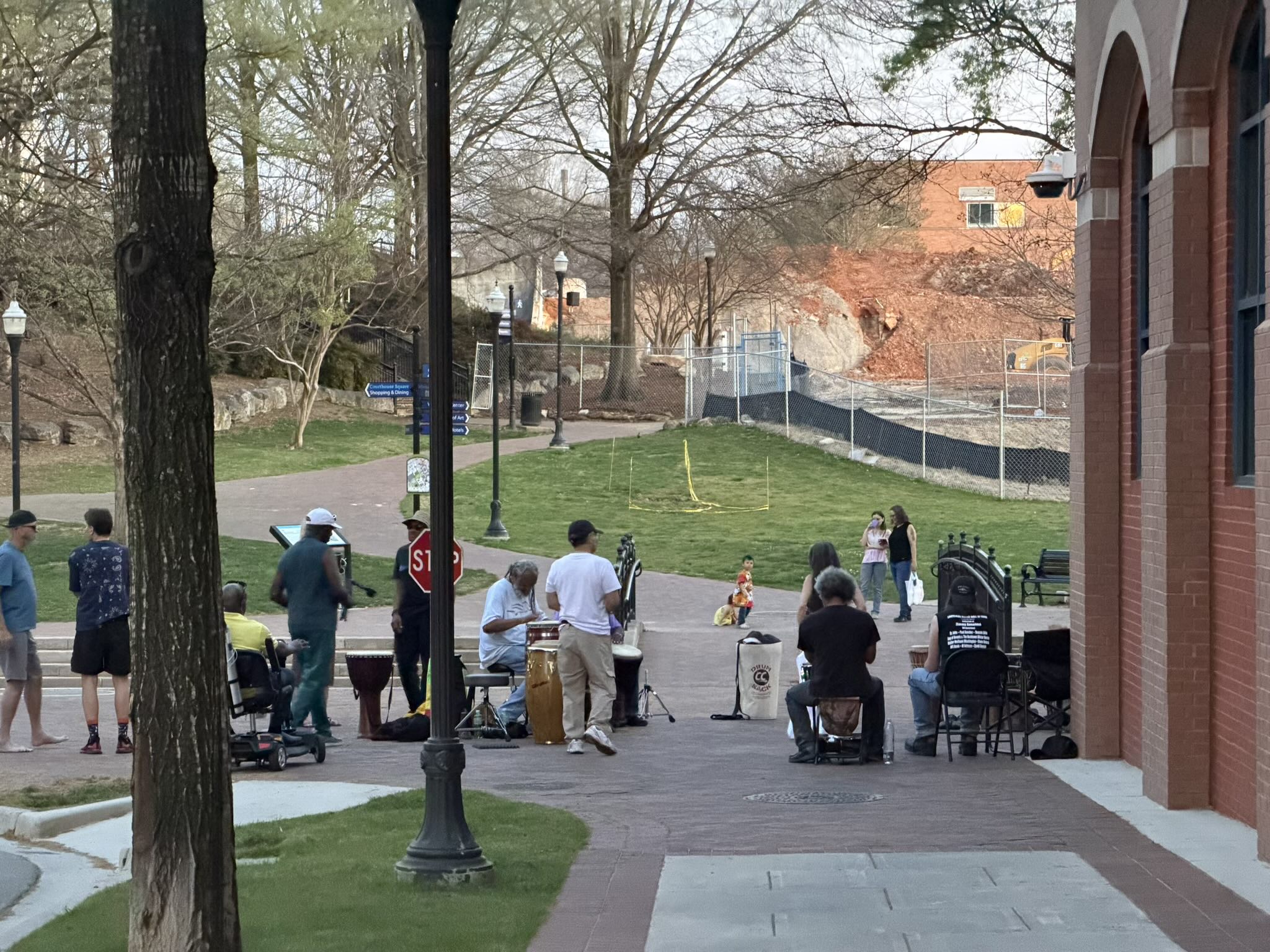 People were out playing the drums in downtown Huntsville.