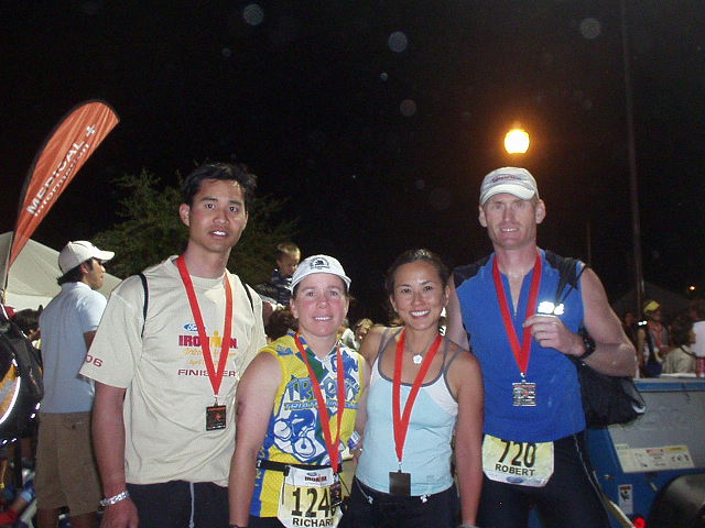 Felix, Sharon, Bic, and Bob after finishing the 2006 Ironman Arizona triathlon.