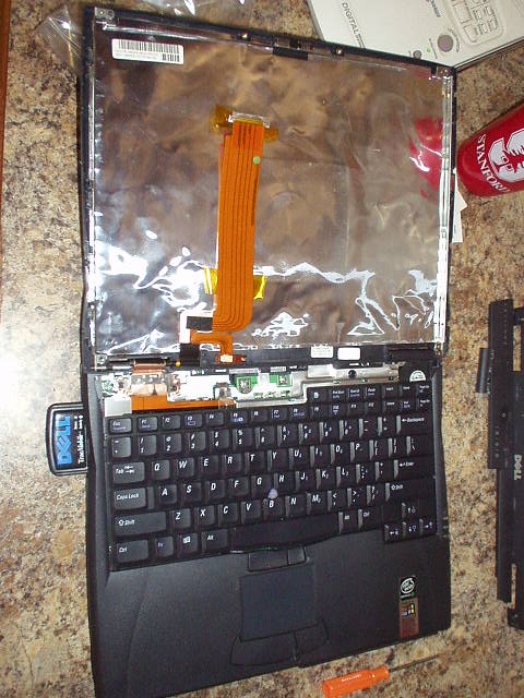 Removing the screen was remarkably easy, involving unscrewing about a dozen small screws, removing the monitor's front bezel, and disconnecting a ribbon cable.