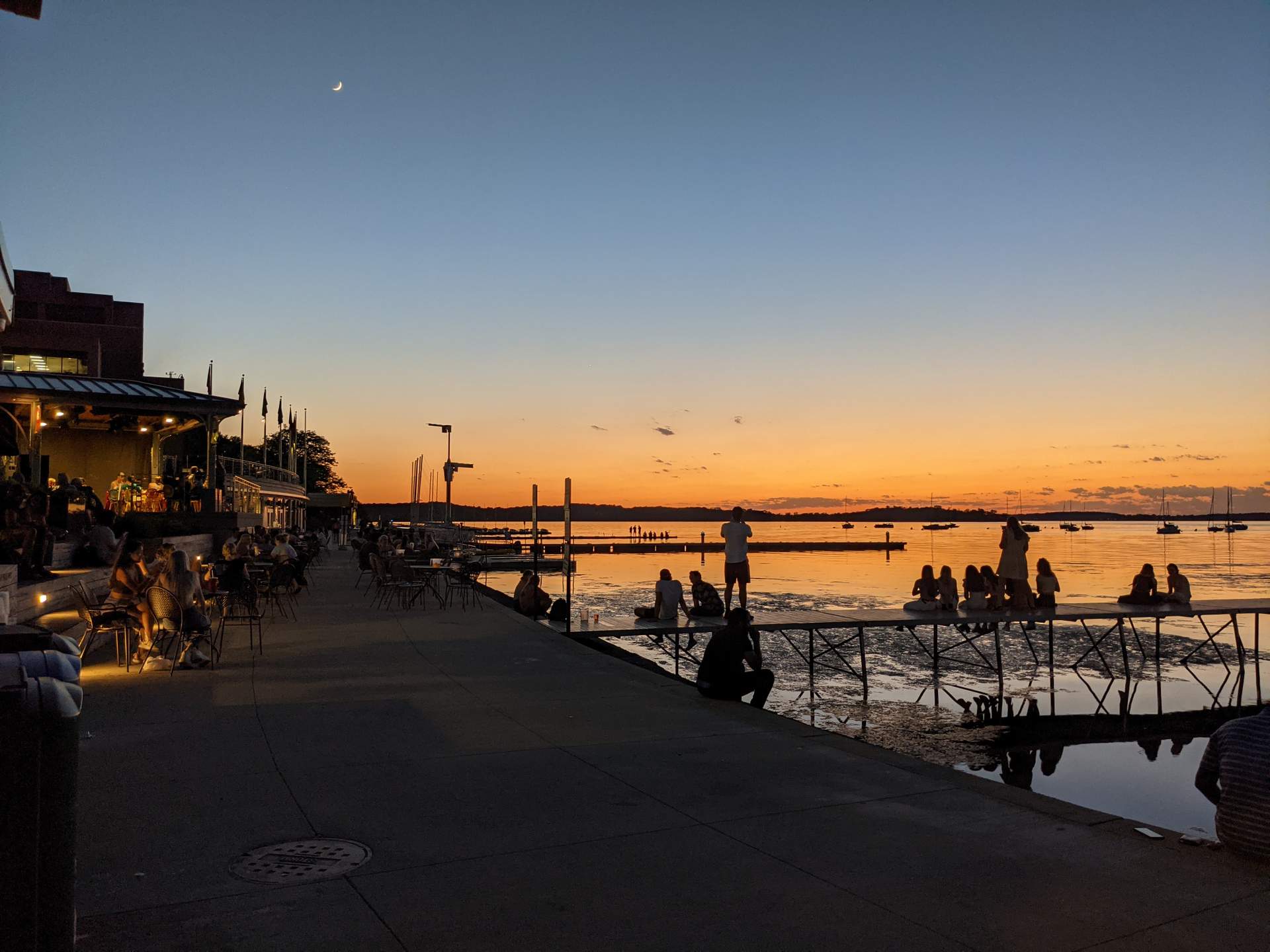 Watching a sunset outside of Memorial Union Terrace at the University of Wisconsin in Madison.