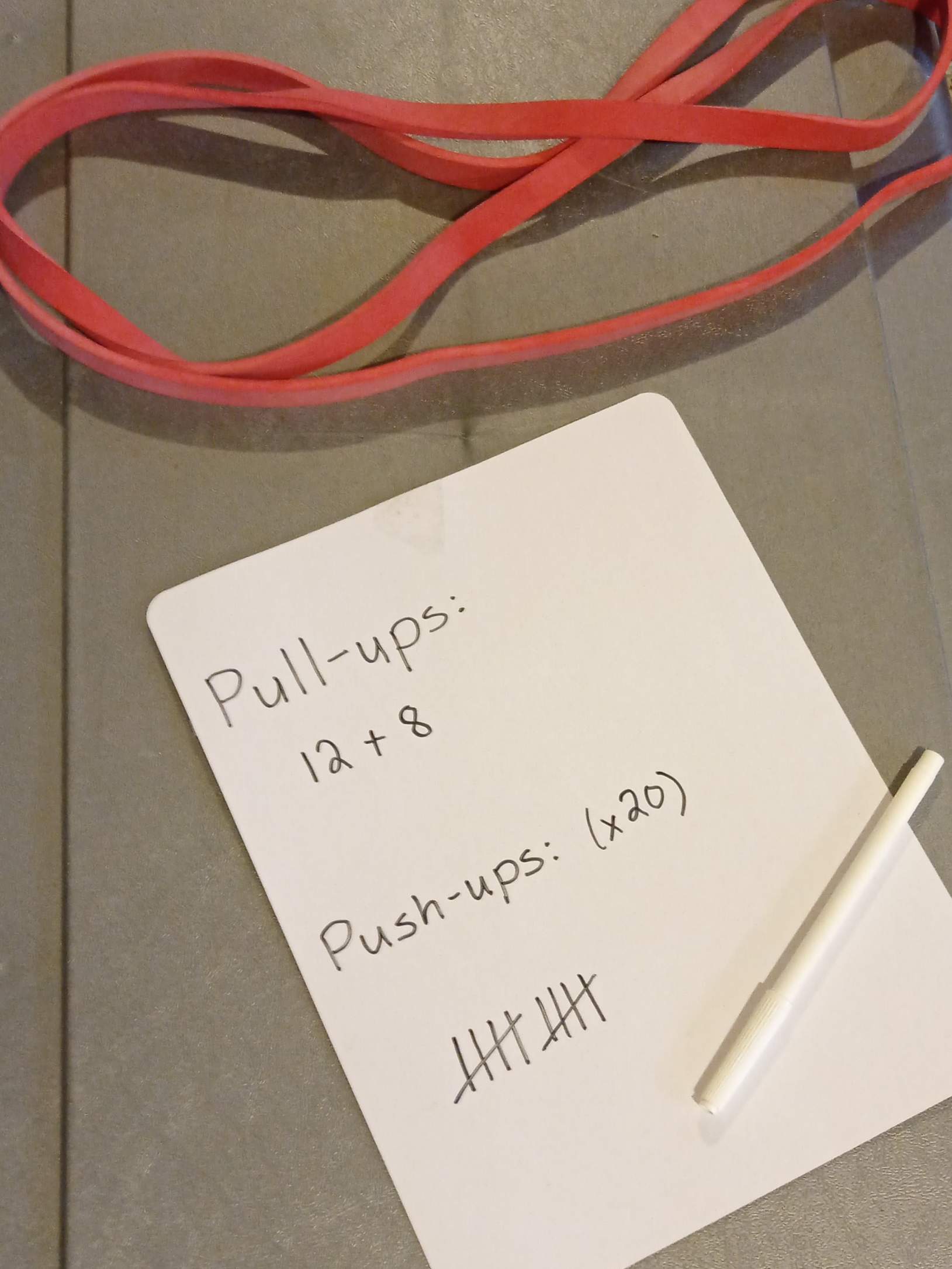 Tracking pull-ups and push-ups (with 22-lb. vest) during my 2020 New Year's Challenge.