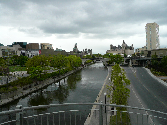 River going through downtown Ottawa.