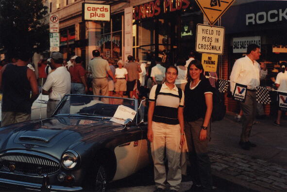 Carolyn, Kat and an Austin Healey at a random car show in front of Lemongrass.  This is the evening I first met Carolyn.