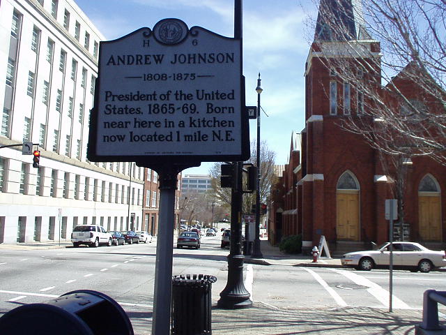 Signs like this one dot the streets all over in the Triangle area.  This one proclaims that Andrew Jackson was born in this region.