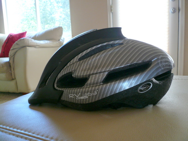 left-side view of grey/black Reevu RV dLX 363 helmet