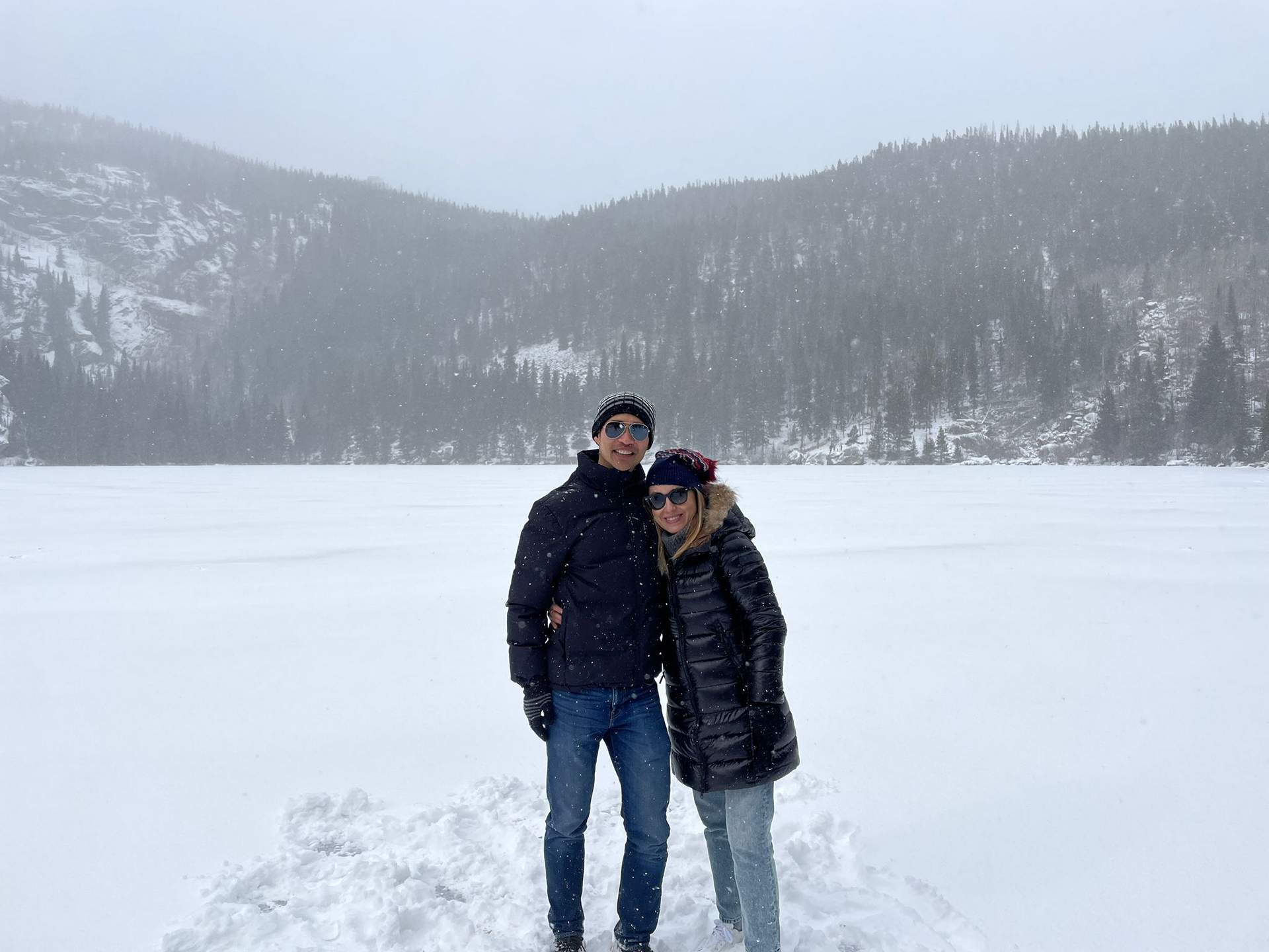 Felix and Andrea on the frozen Bear Lake.
