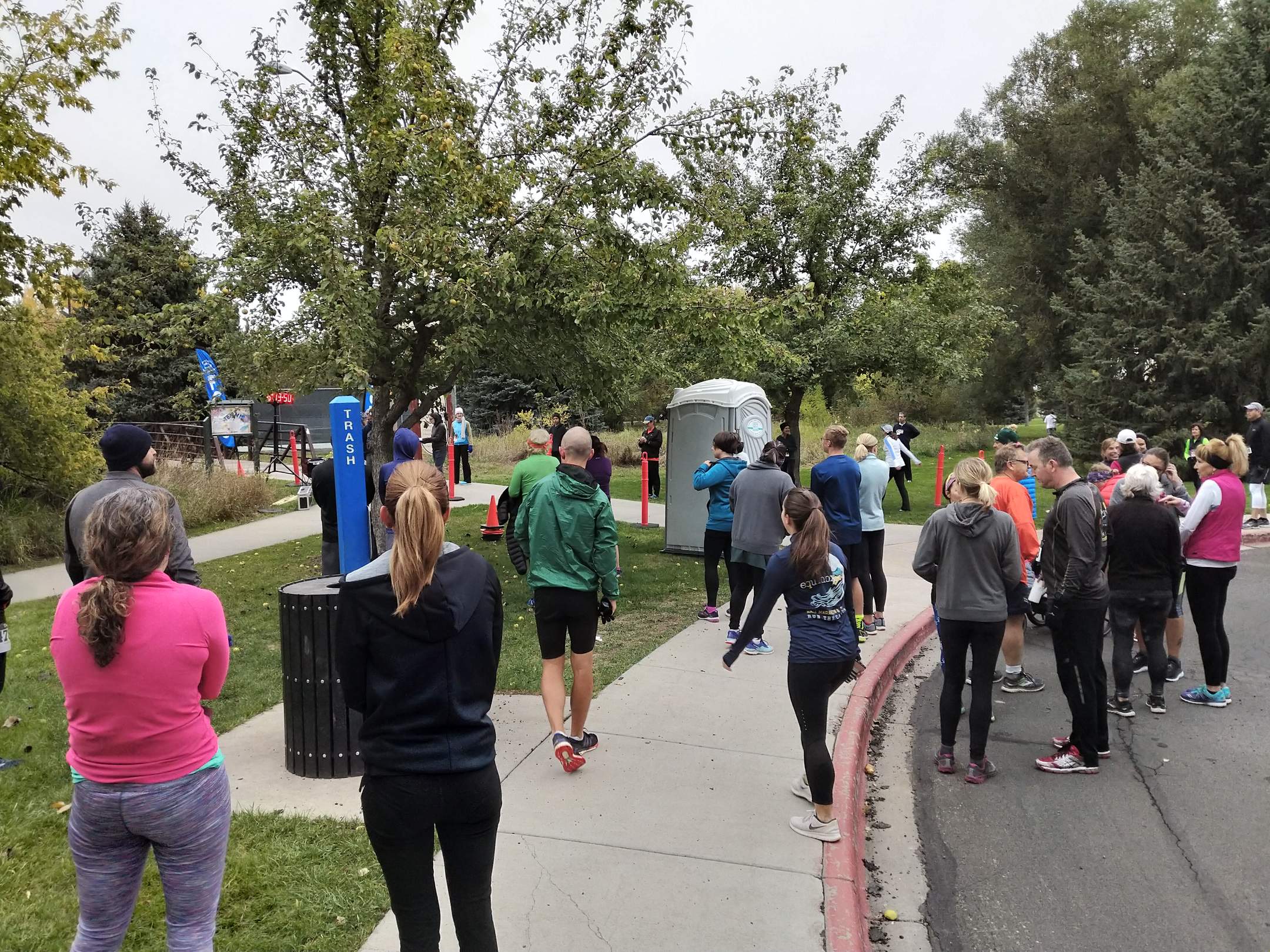 Runners awaiting their start time at the 2018 Rolland Moore Park 4-kilometer Tortoise & Hare race.