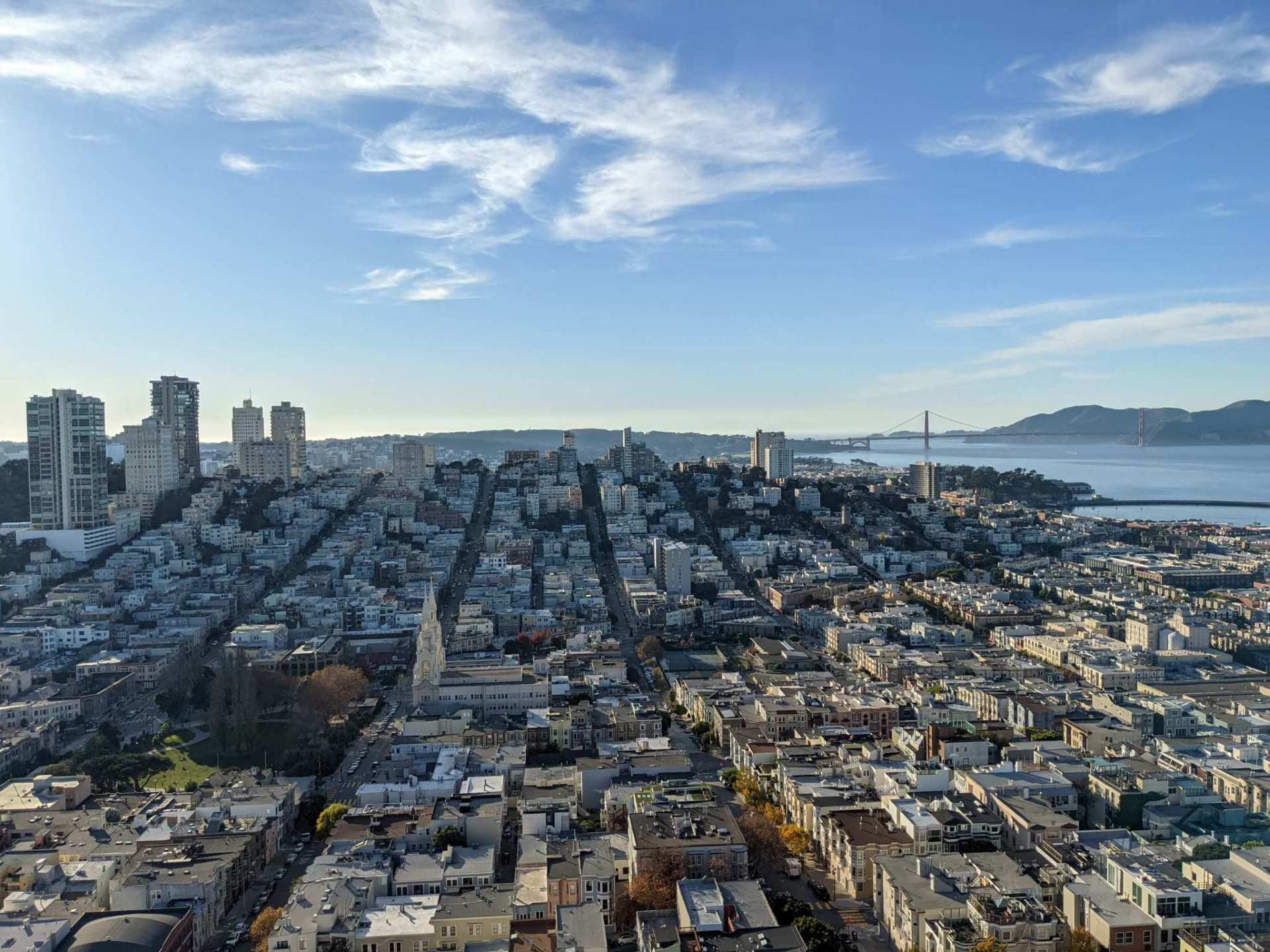 The view of San Francisco from the top of Coit Tower.