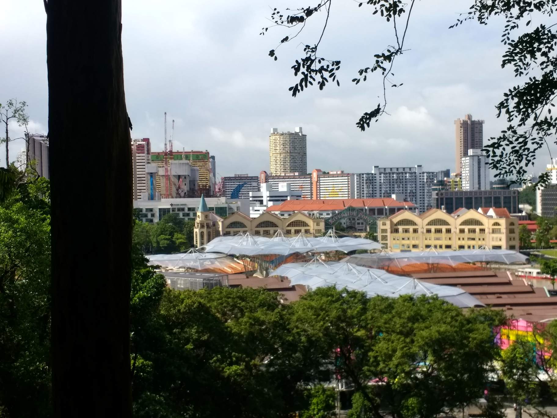 View towards Clarke Quay from Fort Canning Park, Singapore.