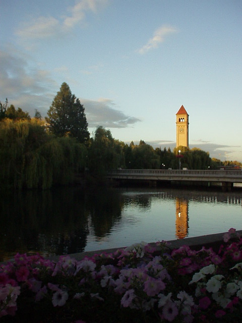 The clock tower at Riverfront Park.