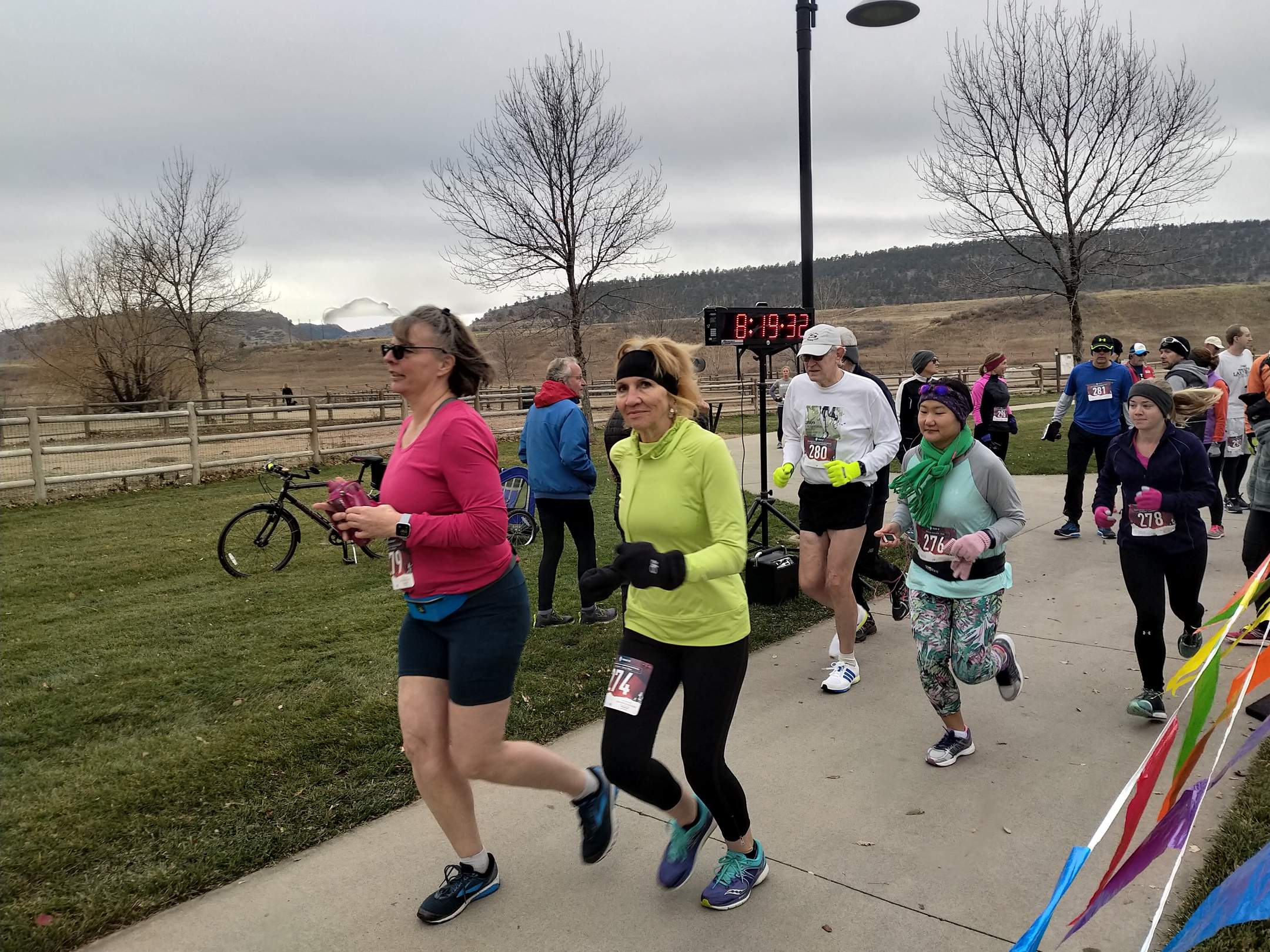 Christina and Tammi lead their wave at the start of the Spring Canyon Park 5k.