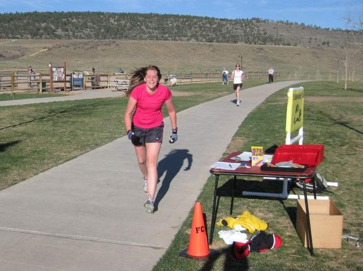 Melanie was closing in fast, by Kelly dug deep and sprinted to hang on for the win!
