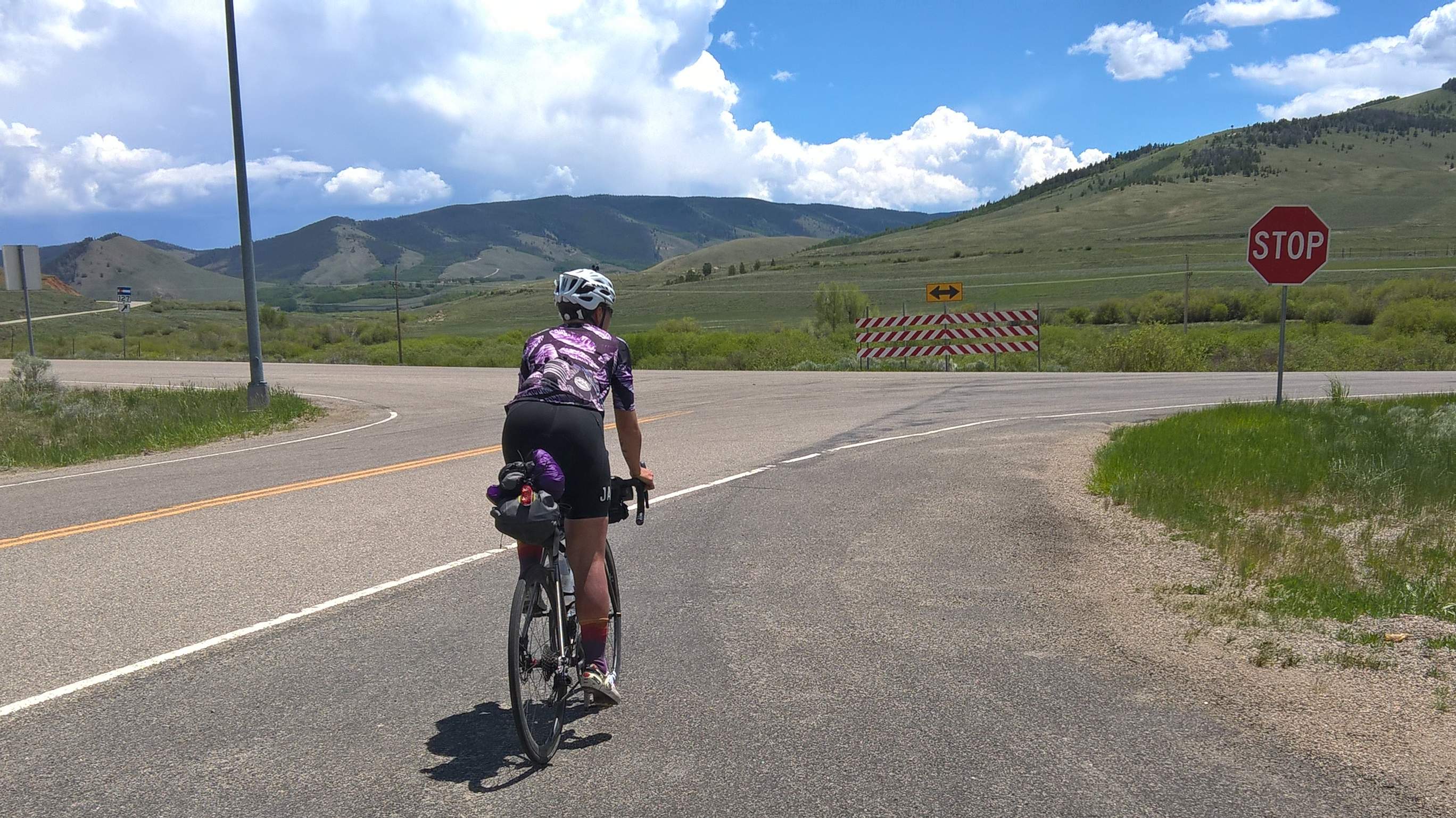 Sarah Hammond on the way over to Cowbrey in northern Colorado during the 2016 Trans Am Bike Race.