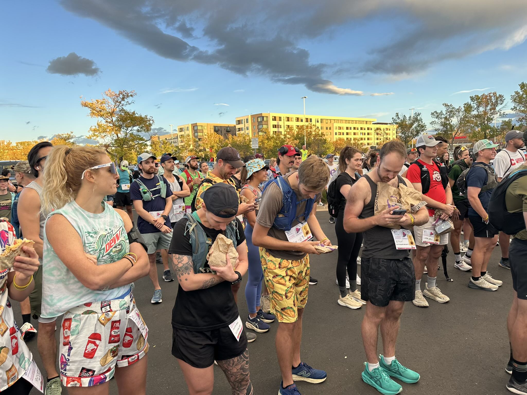 Lots of people were already eating Taco Bell items before the race.