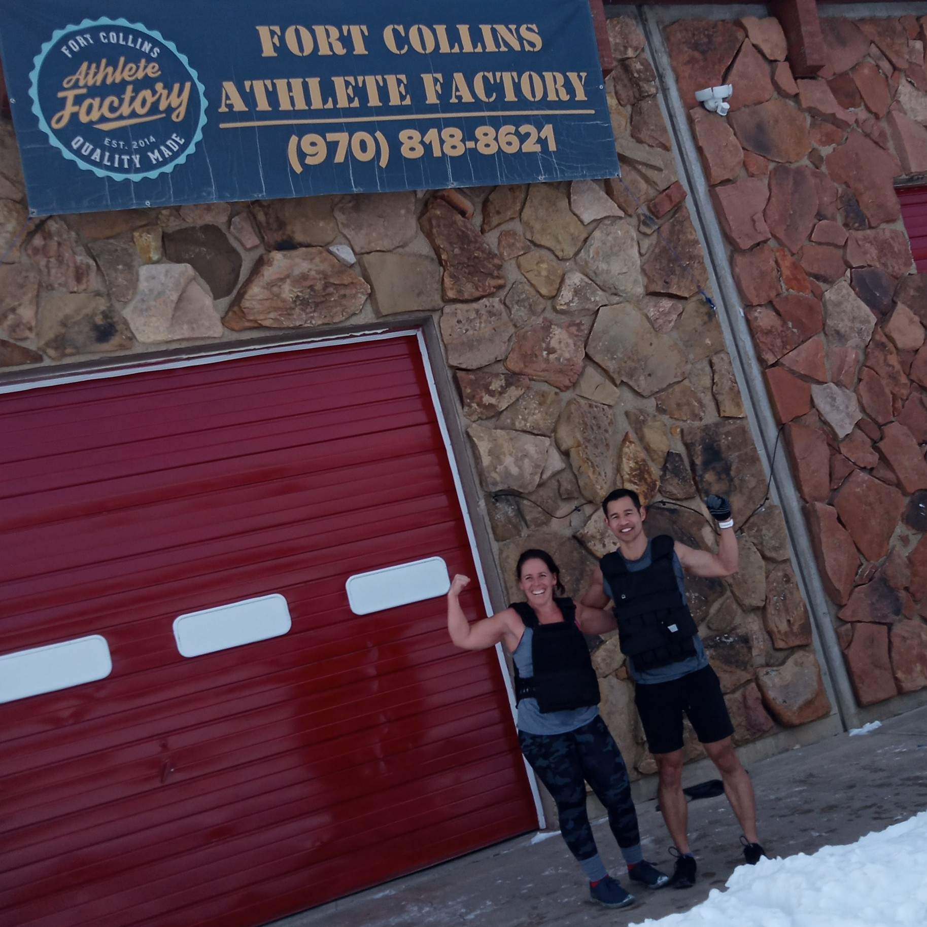 Jennifer and me at the Fort Collins Athlete Factory after completing the Thanksgiving Murph.