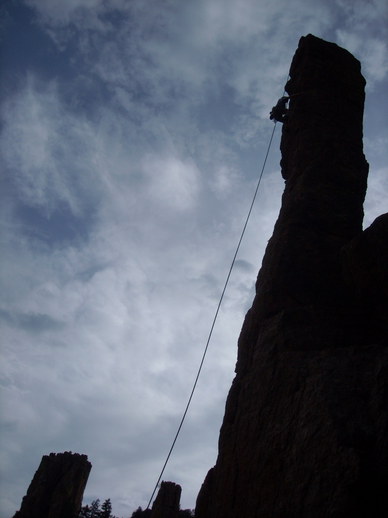 Tori about to reach the top of 75-foot-tall The Scepter. 