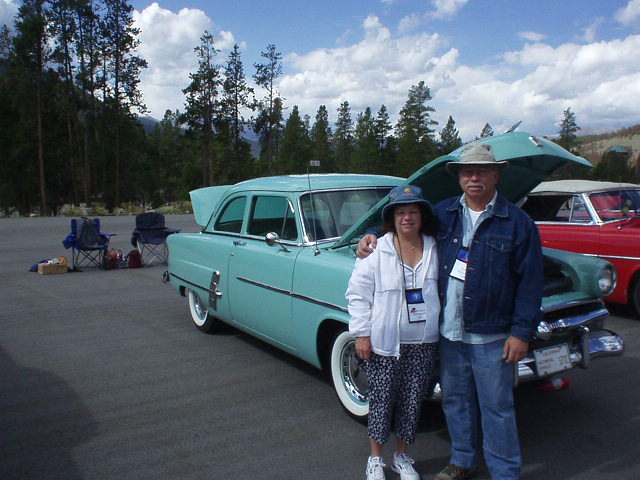Mary Jane and Robert with their 1953 Ford coupe which they had driven 1200 miles from Southern California with a whole group over 5 days.