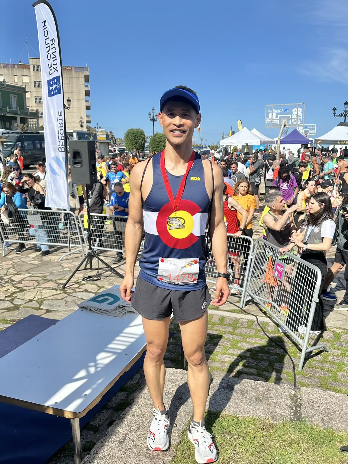 This was me after the finish. You can see how there were barely any clouds in the sky by this time.